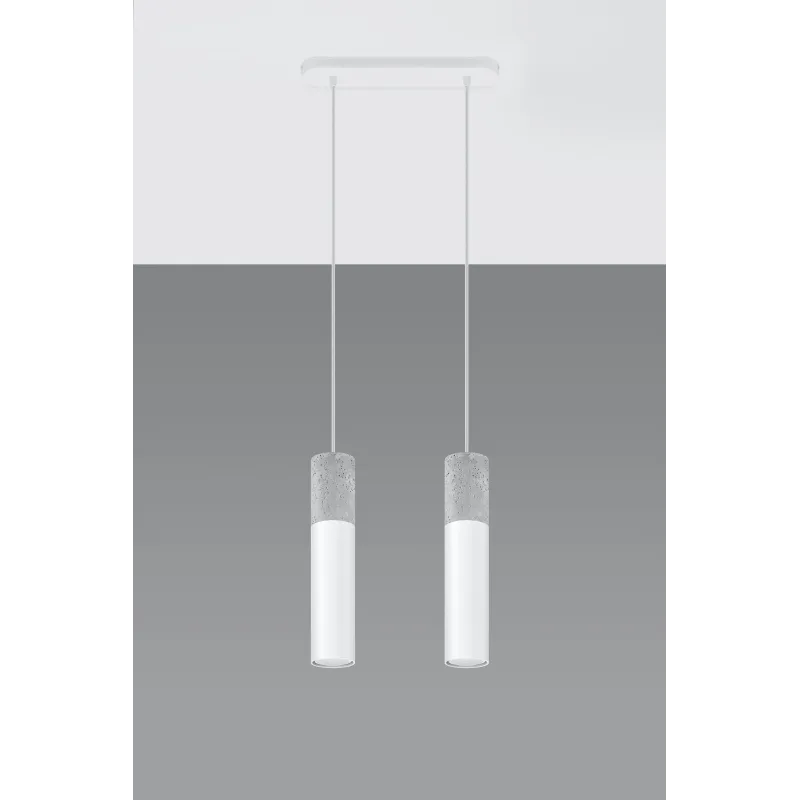 Suspension BORGIO 2, acier/béton, blanc/gris, GU10 - Pas cher