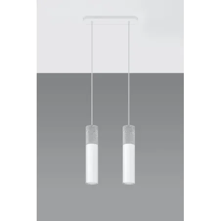 Suspension BORGIO 2, acier/béton, blanc/gris, GU10 - Pas cher