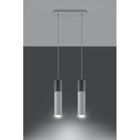 Suspension BORGIO 2, acier/béton, blanc/gris, GU10 - Pas cher
