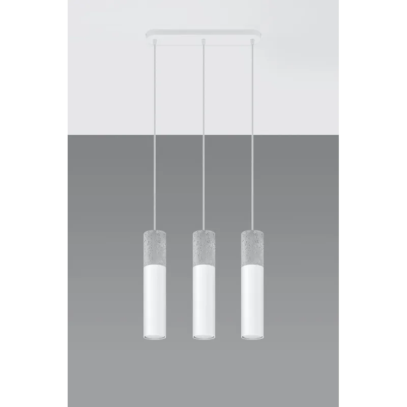 Suspension BORGIO 3, acier/béton, blanc/gris, GU10 - Pas cher