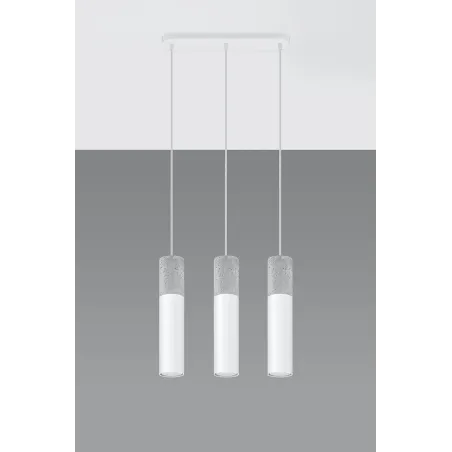Suspension BORGIO 3, acier/béton, blanc/gris, GU10 - Pas cher