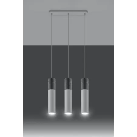 Suspension BORGIO 3, acier/béton, blanc/gris, GU10 - Pas cher