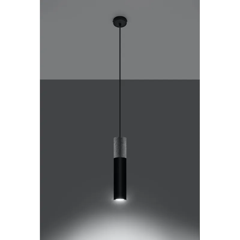 Suspension BORGIO 1, acier/béton, noir/gris, GU10 - Pas cher