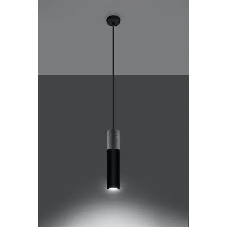 Suspension BORGIO 1, acier/béton, noir/gris, GU10 - Pas cher
