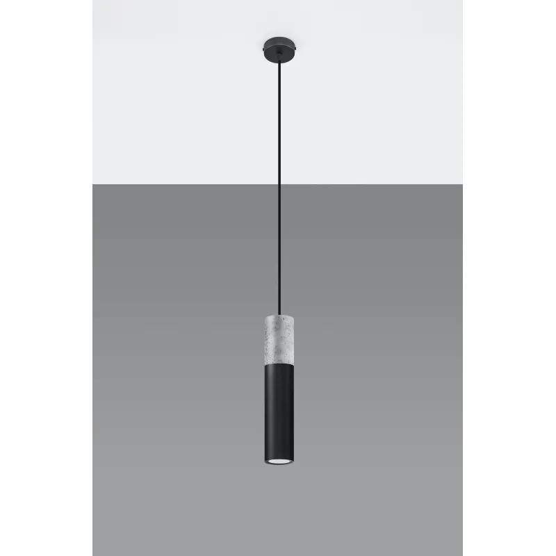 Suspension BORGIO 1, acier/béton, noir/gris, GU10 - Pas cher
