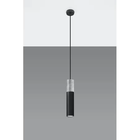 Suspension BORGIO 1, acier/béton, noir/gris, GU10 - Pas cher
