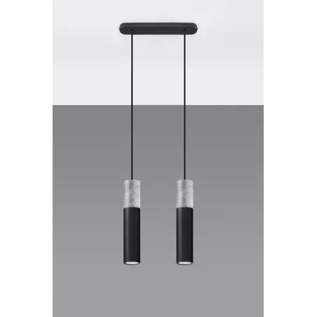 Suspension BORGIO 2, acier/béton, noir/gris, GU10 - Pas cher