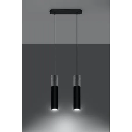Suspension BORGIO 2, acier/béton, noir/gris, GU10 - Pas cher