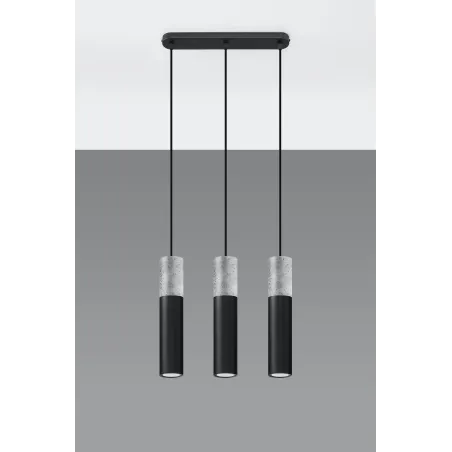 Suspension BORGIO 3, acier/béton, noir/gris, GU10 - Pas cher