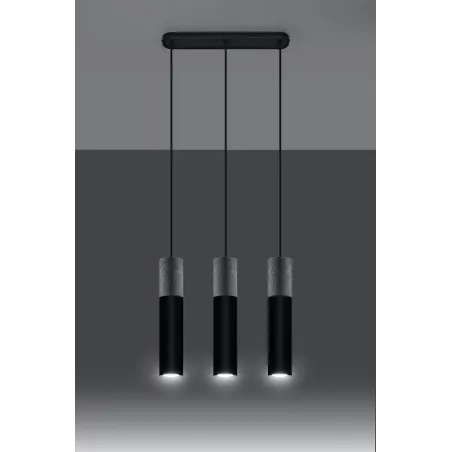 Suspension BORGIO 3, acier/béton, noir/gris, GU10 - Pas cher