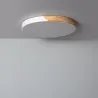 Plafonnier led 36w cct-50cm-3000k-4000k-6000k bois et métal blanc
