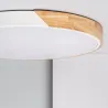 Plafonnier led 36w cct-50cm-3000k-4000k-6000k bois et métal blanc