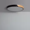 Plafonnier led 18w cct-30cm-3000k-4000k-6000k bois et métal noir