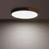 Plafonnier led 18w cct-30cm-3000k-4000k-6000k bois et métal noir
