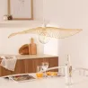 Plafonnier suspension rotin culot e27 fixation câble blanc