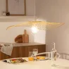 Plafonnier suspension rotin culot e27 fixation câble blanc