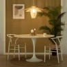 Plafonnier suspension bambou culot e27 fixation câble blanc