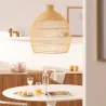Plafonnier suspension rotin culot e27 fixation câble blanc
