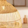 Plafonnier suspension rotin culot e27 fixation câble blanc