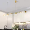 Suspension tube métal luminaire suspendu doré cinq têtes 30w 4000k
