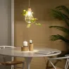 Suspension forme ampoule vase verre culot e27 base bois