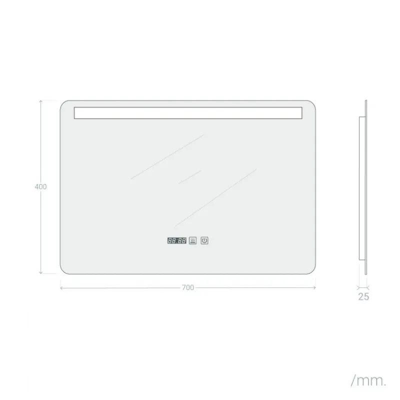 Miroir led salle de bain décoration dressing rectangle 45cm ip44