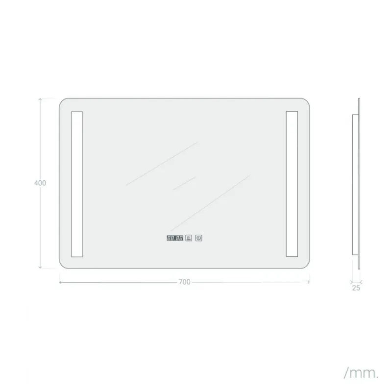 Miroir led salle de bain décoration dressing rectangle 70cm ip44