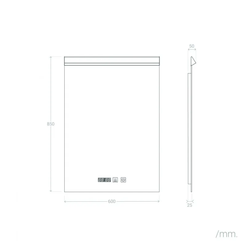 Miroir led 40w salle de bain décoration dressing rectangle 85cm ip44