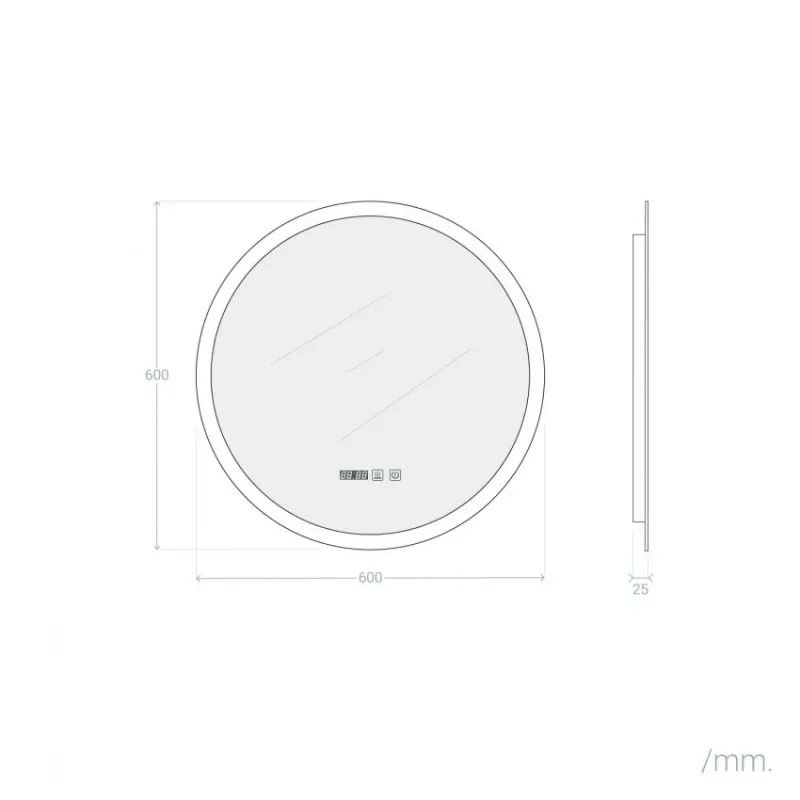 Miroir led 24w salle de bain décoration dressing rond 60cm ip44