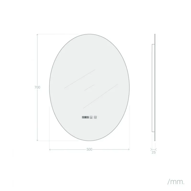 Miroir led 30w salle de bain décoration dressing ovale 50x70cm ip44