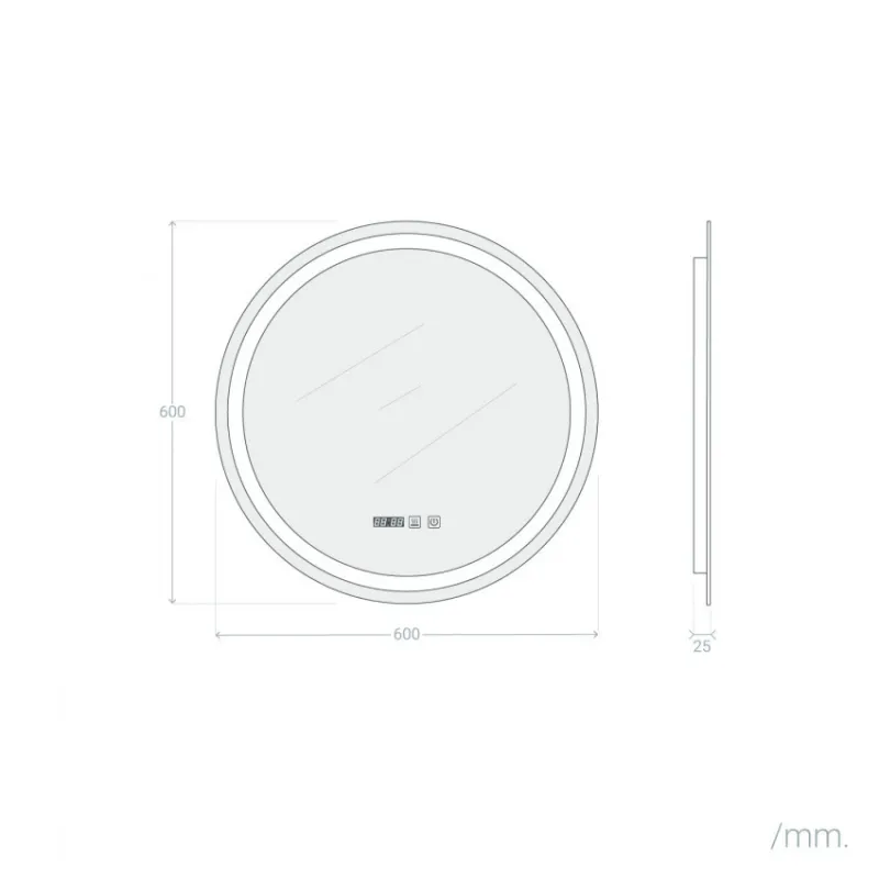 Miroir led 22w salle de bain décoration dressing rond 60cm ip44
