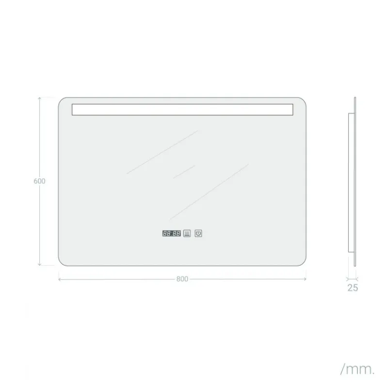Miroir led 45w salle de bain décoration dressing rectangle 80cm ip44