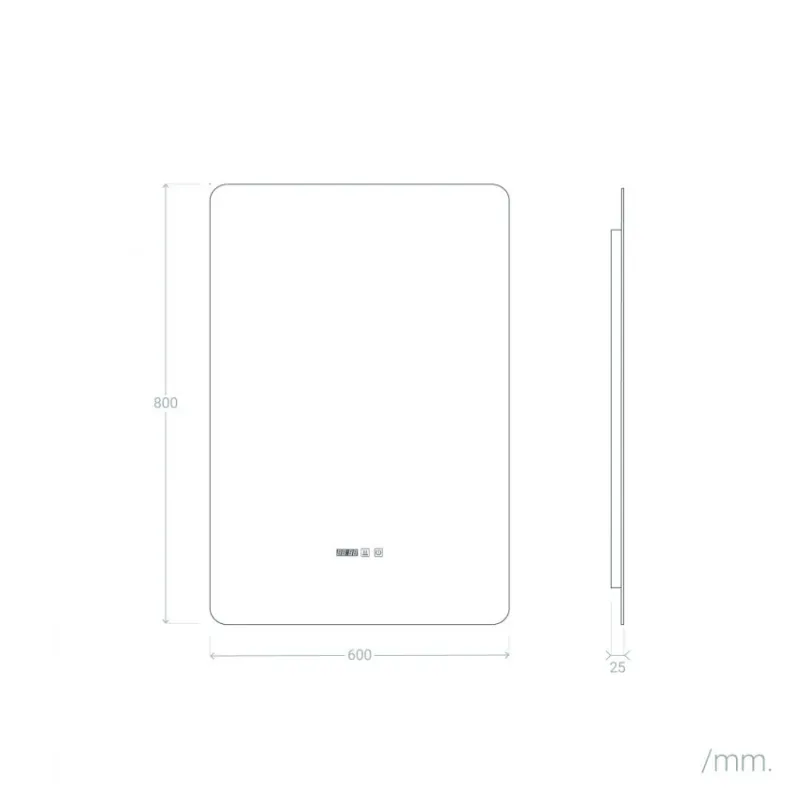 Miroir led 45w salle de bain décoration dressing rectangle 80cm ip44