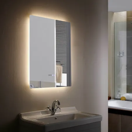 Miroir led 45w salle de bain décoration dressing rectangle 80cm ip44