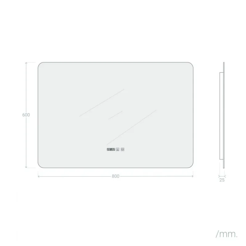 Miroir led 45w salle de bain décoration dressing rectangle 80cm ip44