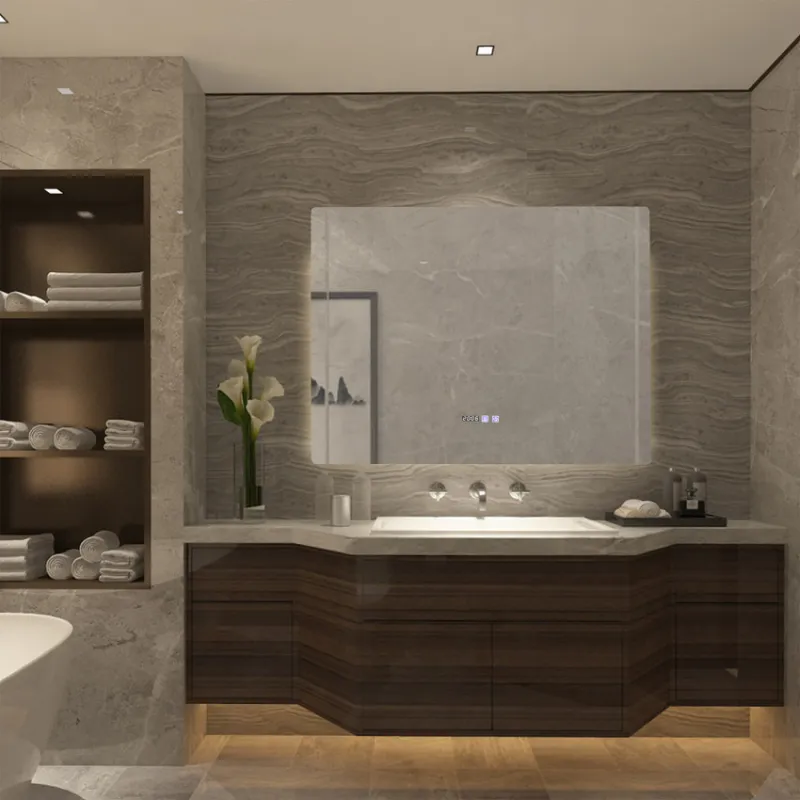 Miroir led 45w salle de bain décoration dressing rectangle 80cm ip44