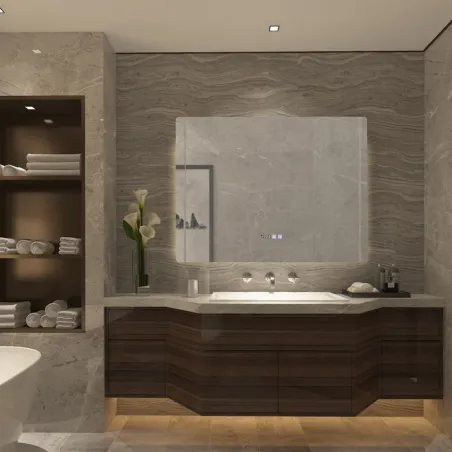 Miroir led 45w salle de bain décoration dressing rectangle 80cm ip44