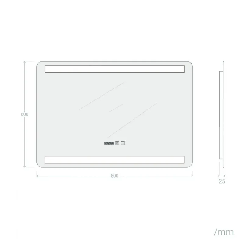 Miroir led 45w salle de bain décoration dressing rectangle 80cm ip44