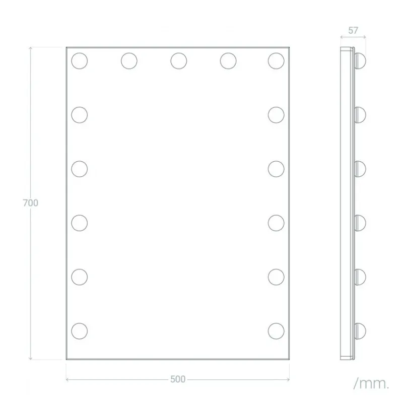 Miroir mural led 17w loge décoration hall dressing rectangle 70cm