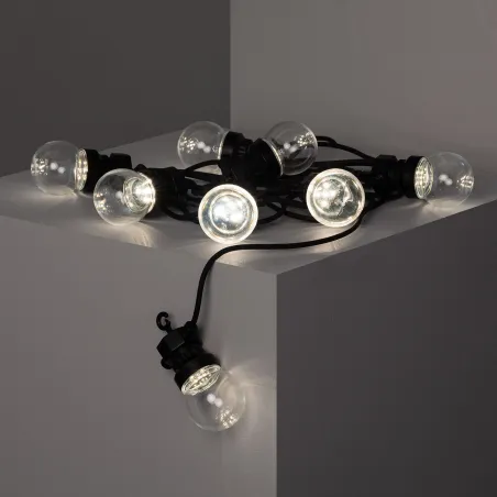 Guirlande solaire 7m led 8 ampoules ip44 jardin 3000k