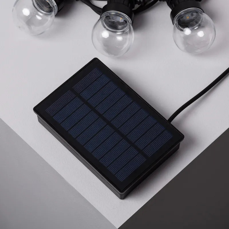 Guirlande solaire 7m led 8 ampoules ip44 jardin 3000k