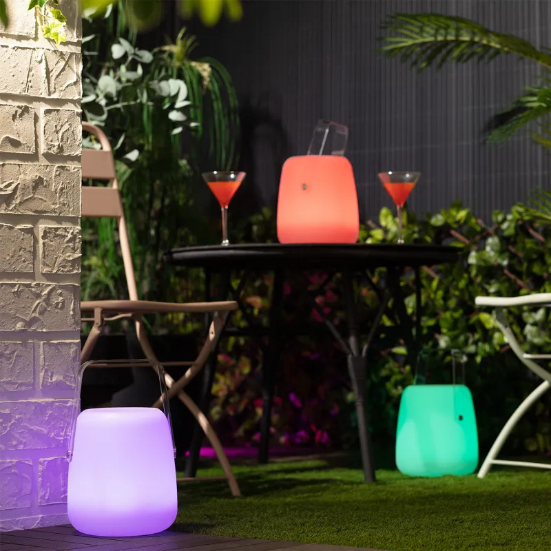 Lampe a poser solaire étanche rgb couleurs télécommande extérieur rechargeable nomade lumineux