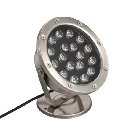 Projecteur spot 18w led 12v ip68 sur pied inox jardin rocaille et massif bassin etanche