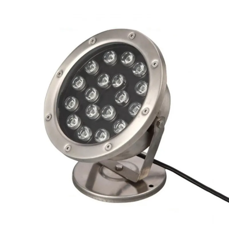 Projecteur spot 18w led 12v ip68 sur pied inox jardin rocaille et massif bassin etanche