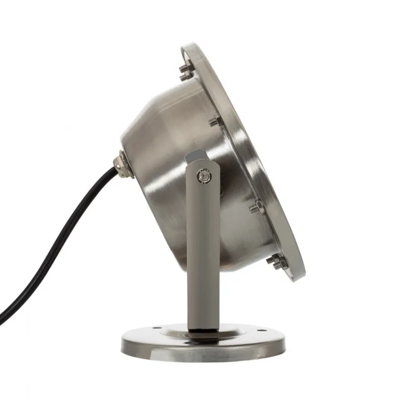 Projecteur spot 15w led rgb 24v ip68 sur pied inox jardin rocaille et massif bassin étanche