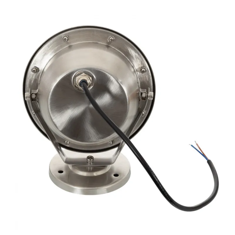 Projecteur spot 15w led 12v ip68 sur pied inox jardin rocaille et massif bassin étanche