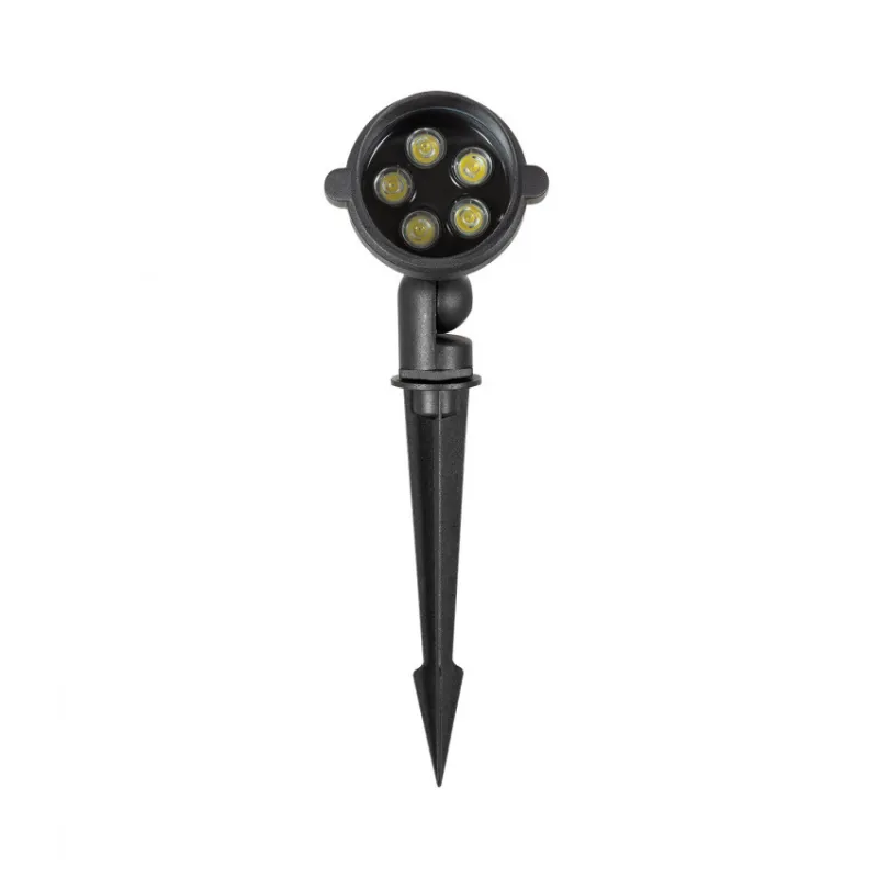 Projecteur spot piquet 5w led ip65 sur pied noir jardin rocaille et massif étanche