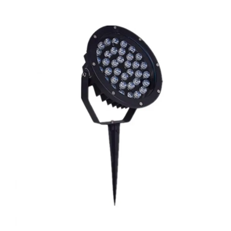 Projecteur spot piquet 36w led ip65 sur pied noir jardin rocaille et massif étanche