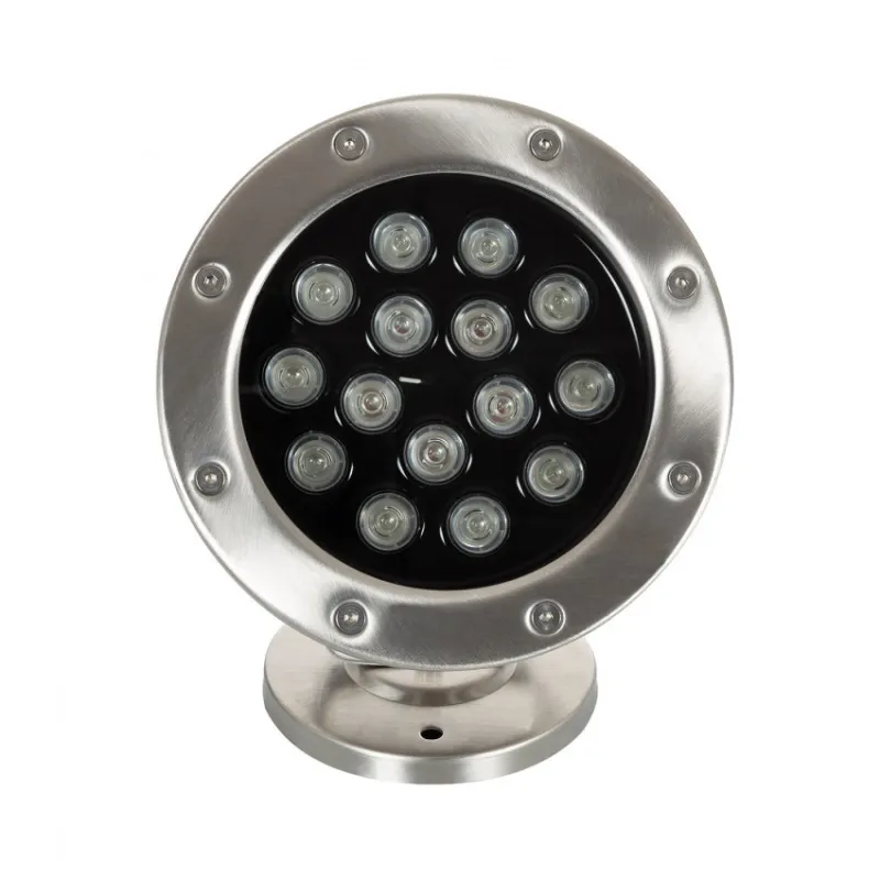 Projecteur spot 36w led rgb 12v ip68 sur pied inox jardin rocaille et massif bassin étanche