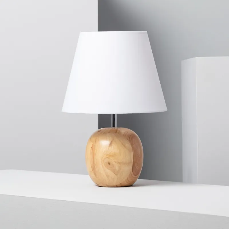 Lampe de chevet bois et abat-jour culot e27 bureau